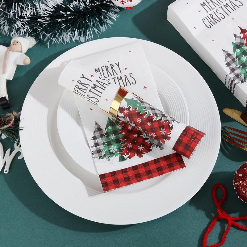 Tamone 100PCS 3-Ply Red Christmas Napkins - Red Christmas Tree Napkins Disposable - Premium Quality Dinner Napkins Soft and Absorbent - Image 5
